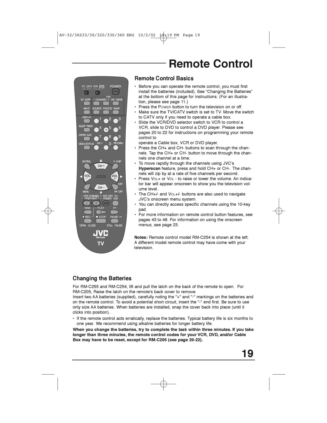 JVC AV 32320 manual Remote Control Basics 