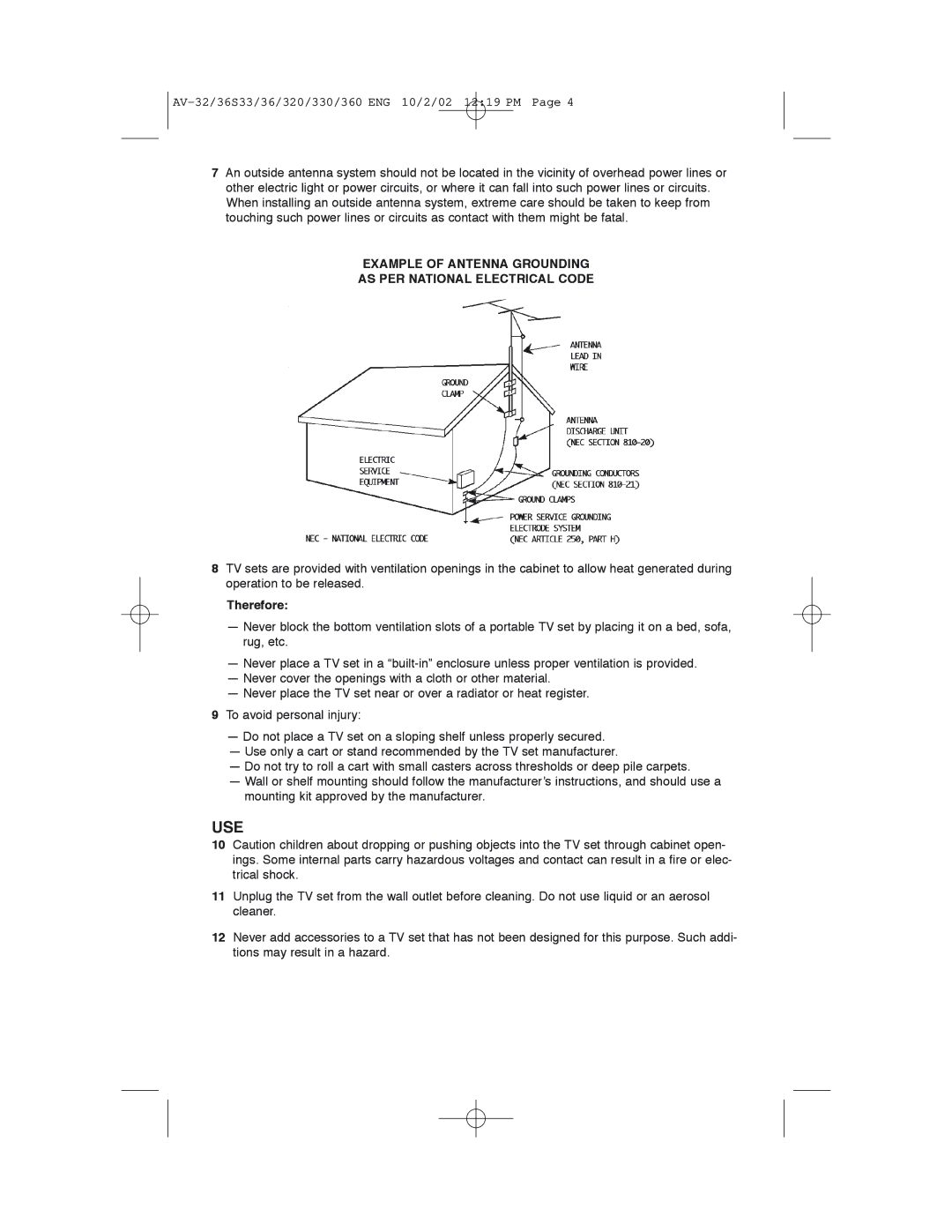 JVC AV 32320 manual Use, Therefore 