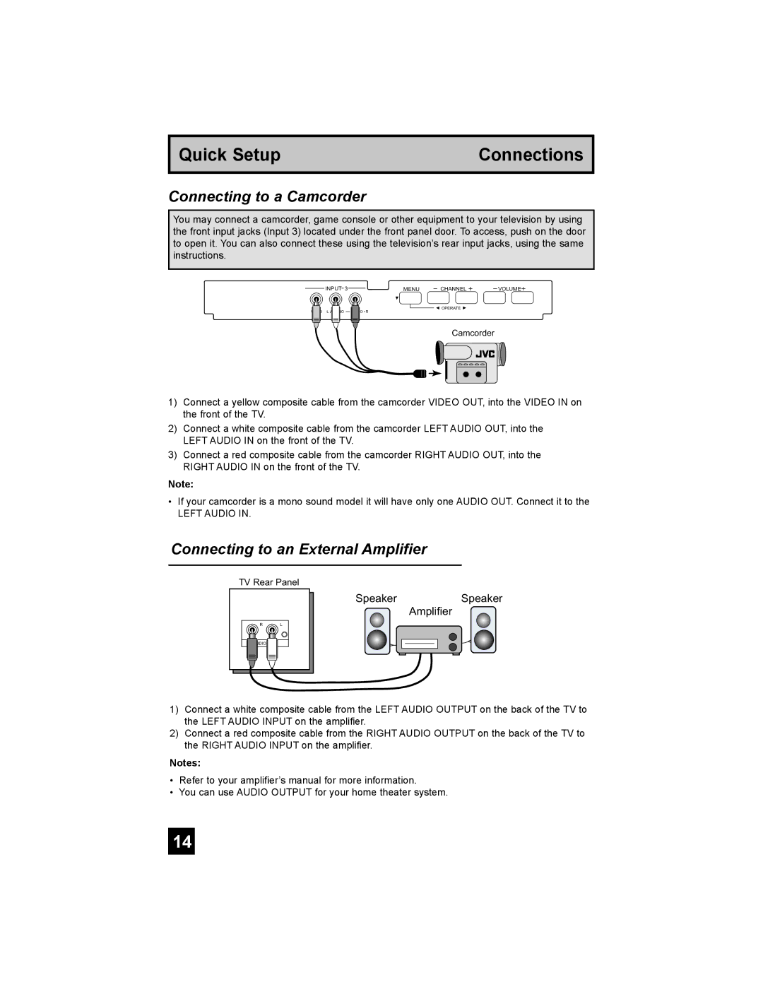 JVC AV-32F577, AV-27F577, AV-32WF47, AV-32MF47, AV-27MF47 manual Connecting to a Camcorder 