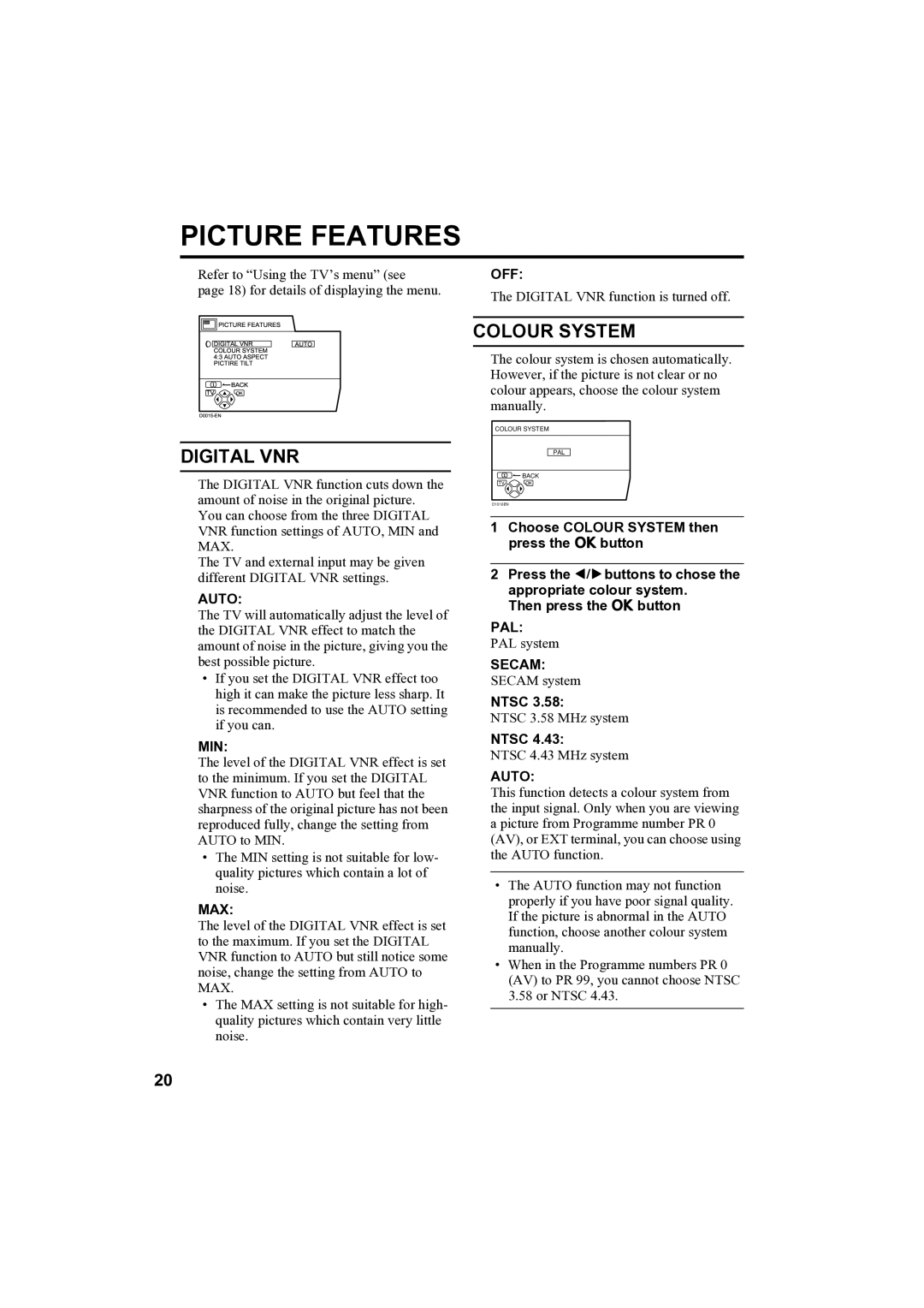 JVC AV-32H35SAE manual Digital VNR, Colour System 