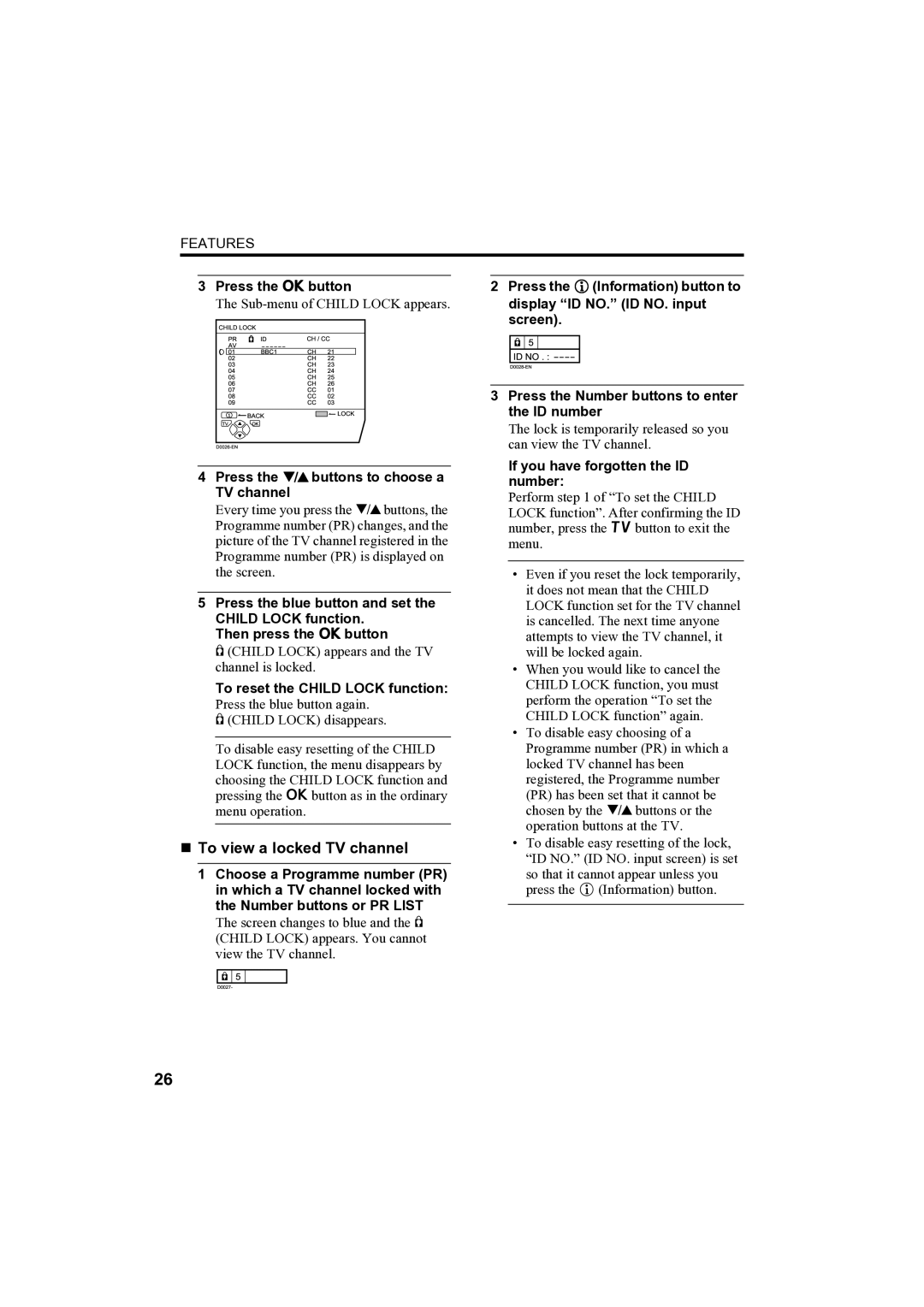 JVC AV-32H35SAE manual „ To view a locked TV channel 