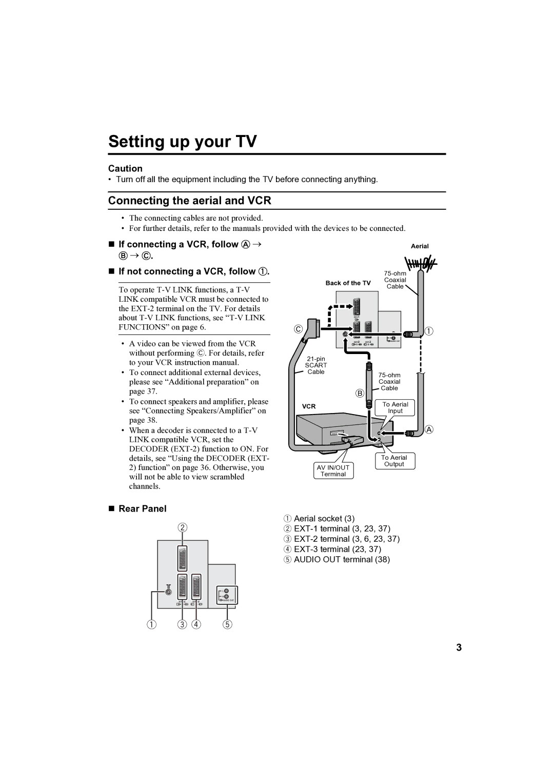 JVC AV-32H35SAE manual Setting up your TV, Connecting the aerial and VCR 