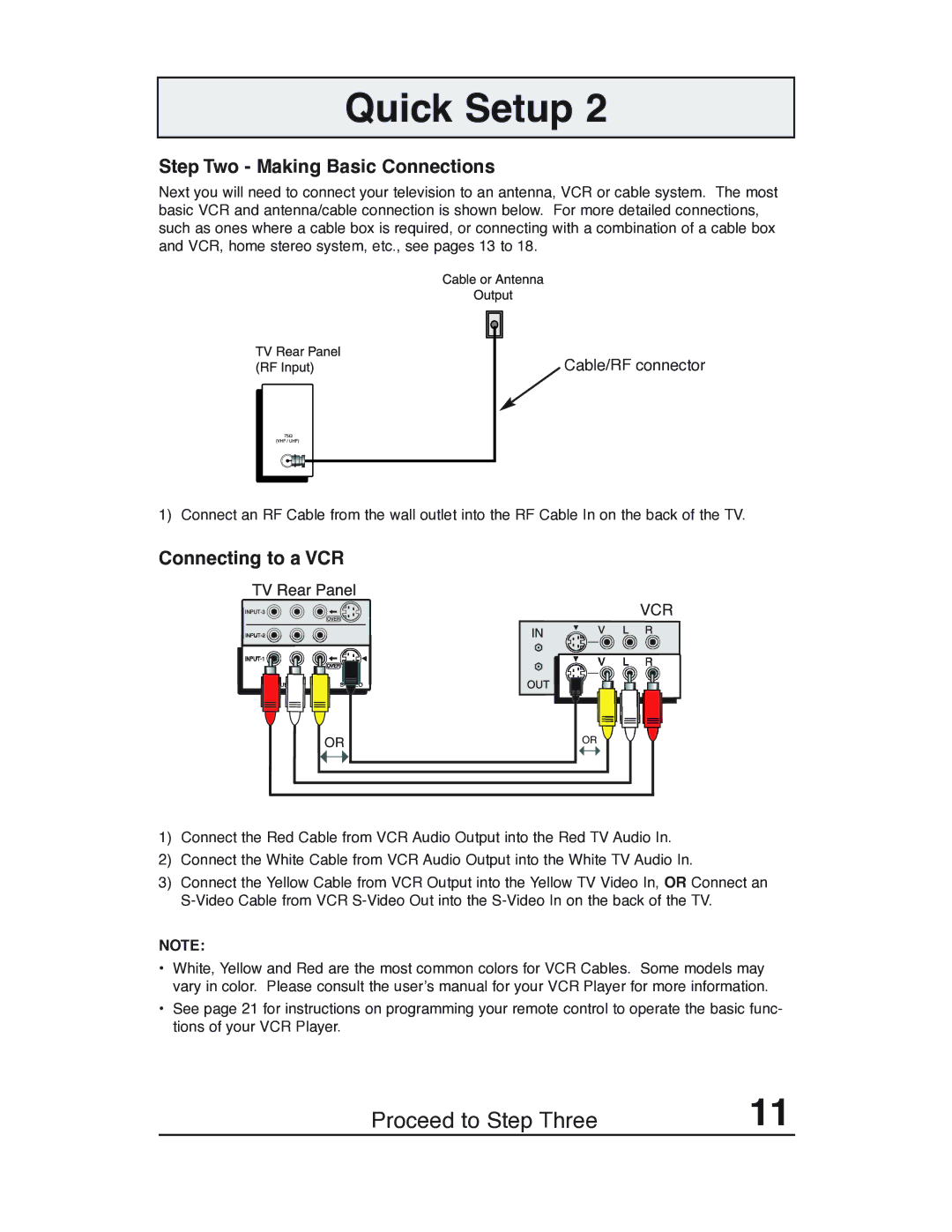 JVC AV 32P903 manual Step Two Making Basic Connections, Connecting to a VCR 