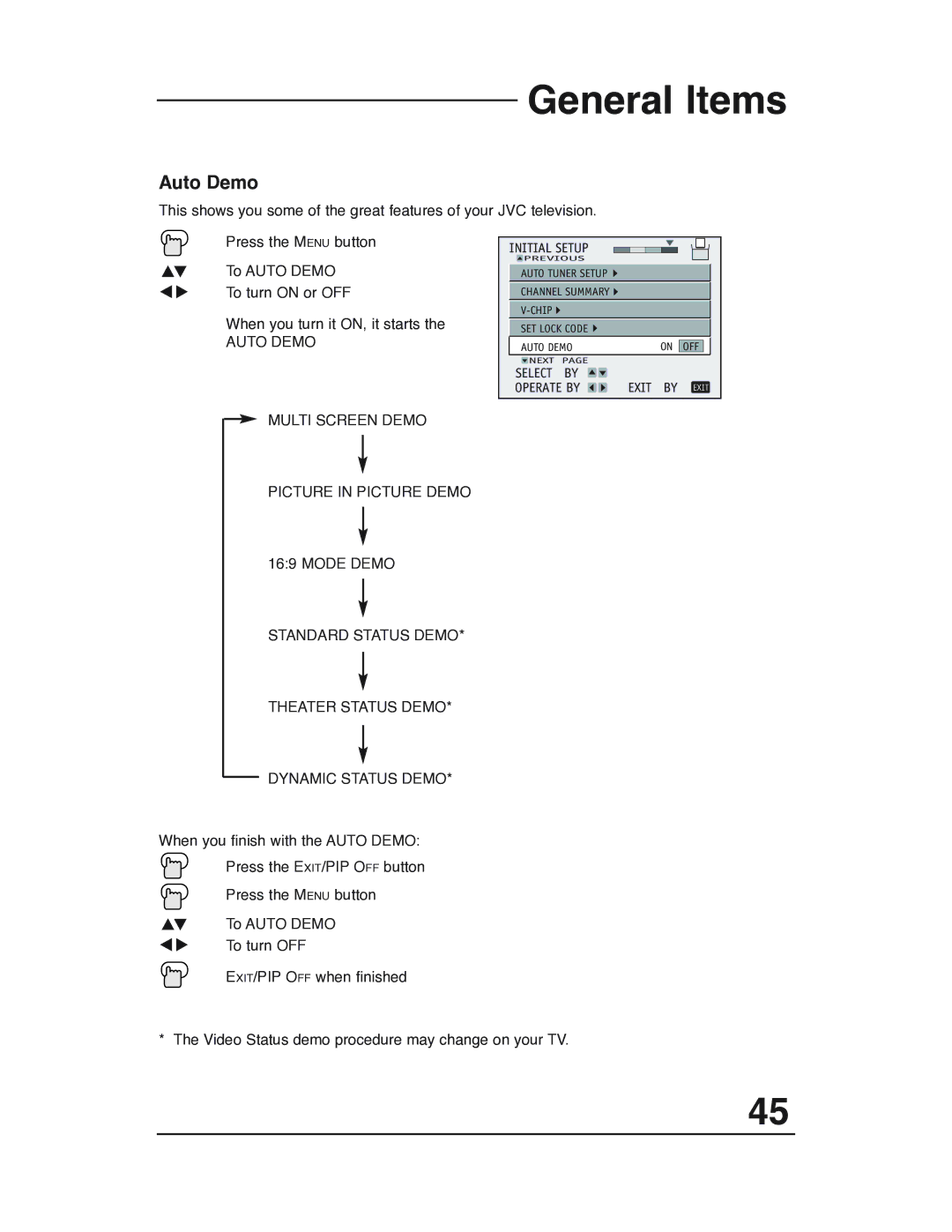 JVC AV 32P903 manual On OFF 