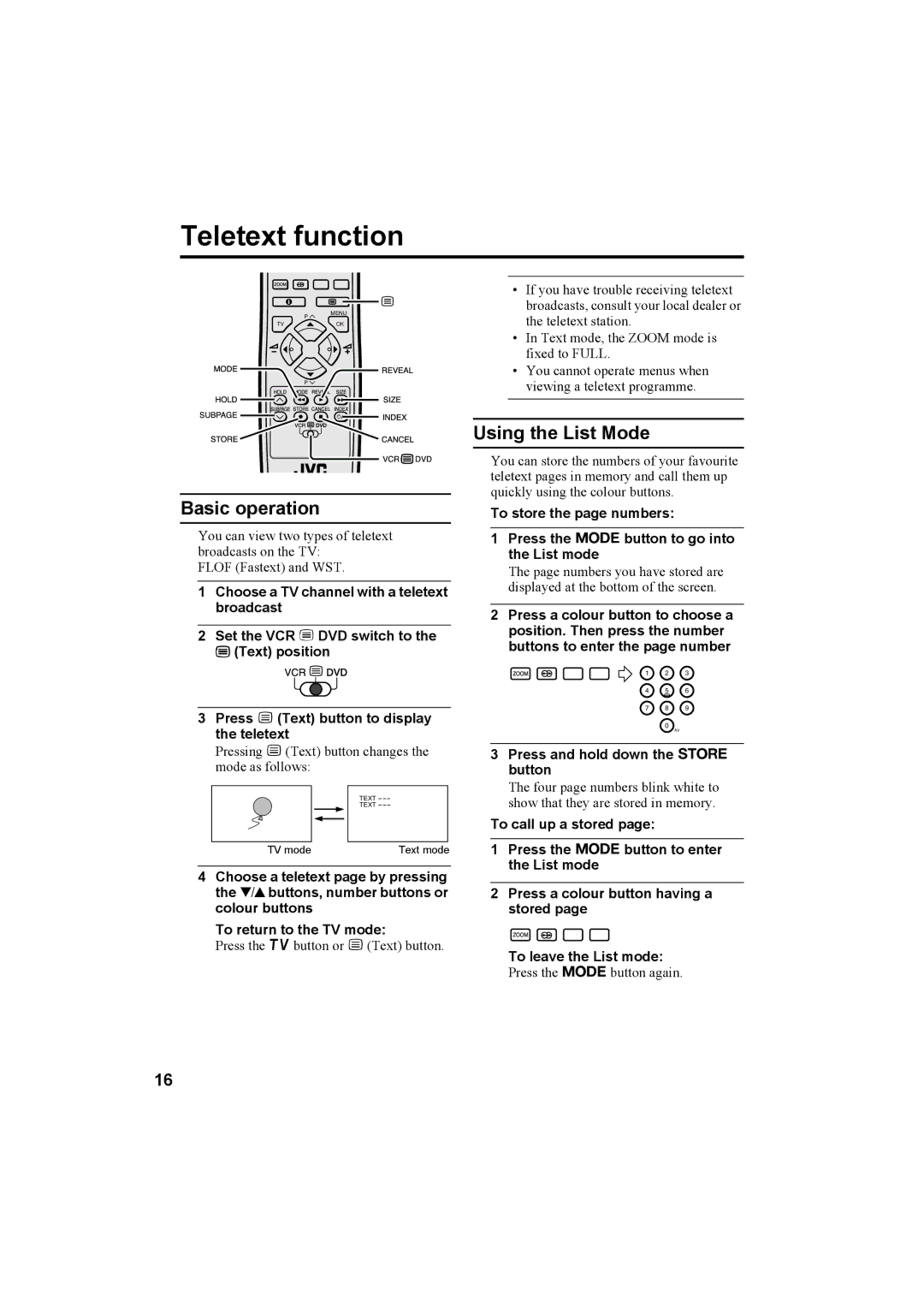 JVC AV-28R370KE, AV-32R370KE specifications Teletext function 