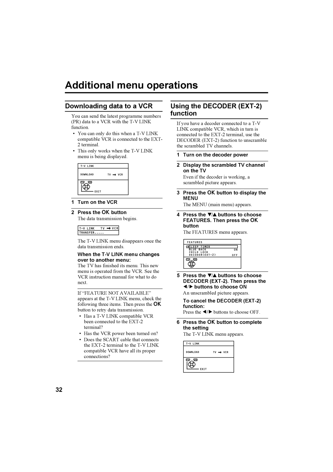 JVC AV-28R370KE, AV-32R370KE specifications Additional menu operations 