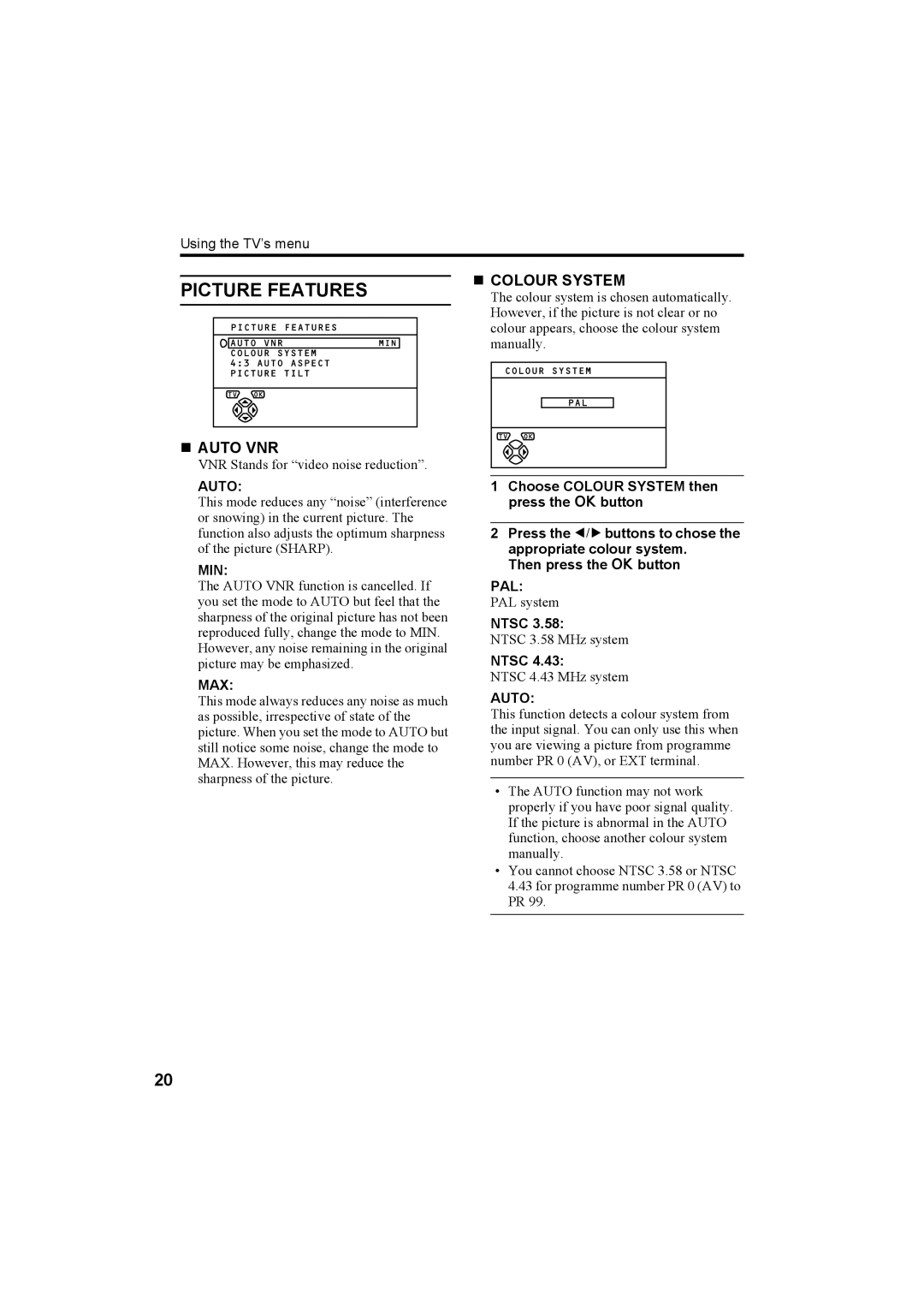 JVC AV-32R370KE, AV-28R370KE specifications „ Auto VNR, „ Colour System 