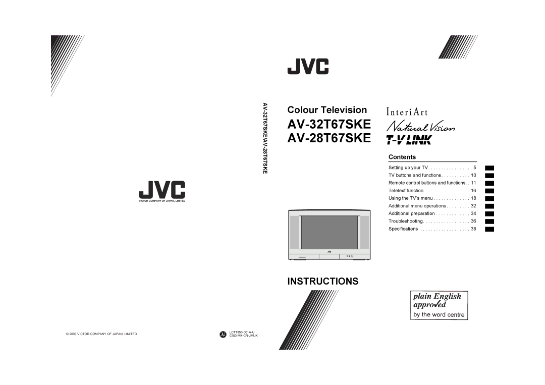 JVC AV-32R370KE, AV-28R370KE specifications AV-32T67SKE AV-28T67SKE, AV-32T67SKE/AV-28T67SKE 