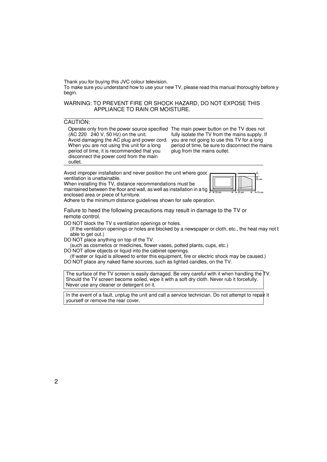 JVC AV-28R370KE, AV-32R370KE specifications Do not block the TV’s ventilation openings or holes 