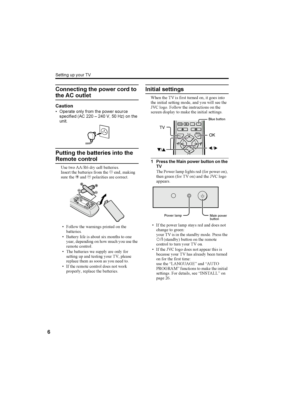 JVC AV-28R370KE, AV-32R370KE specifications Operate only from the power source 