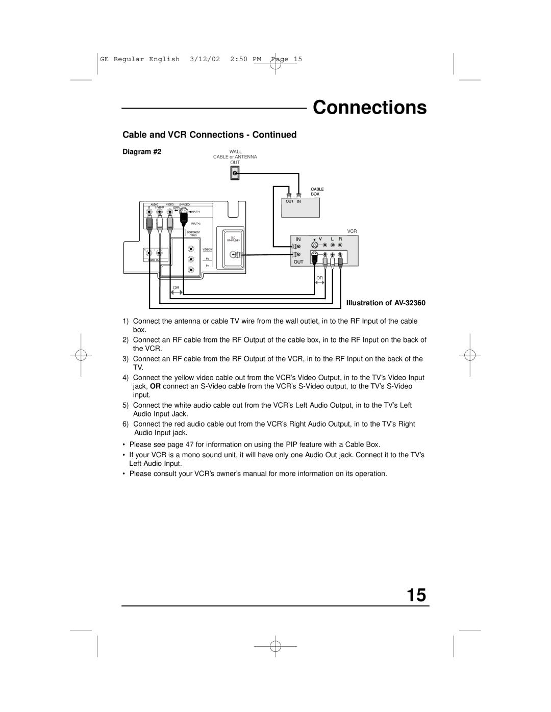 JVC AV-32320, AV-32S36, AV-32S33, AV-36S36, AV-36S33, AV-36330, AV-36320, AV-32330, AV-32360 manual Connections, Diagram #2 