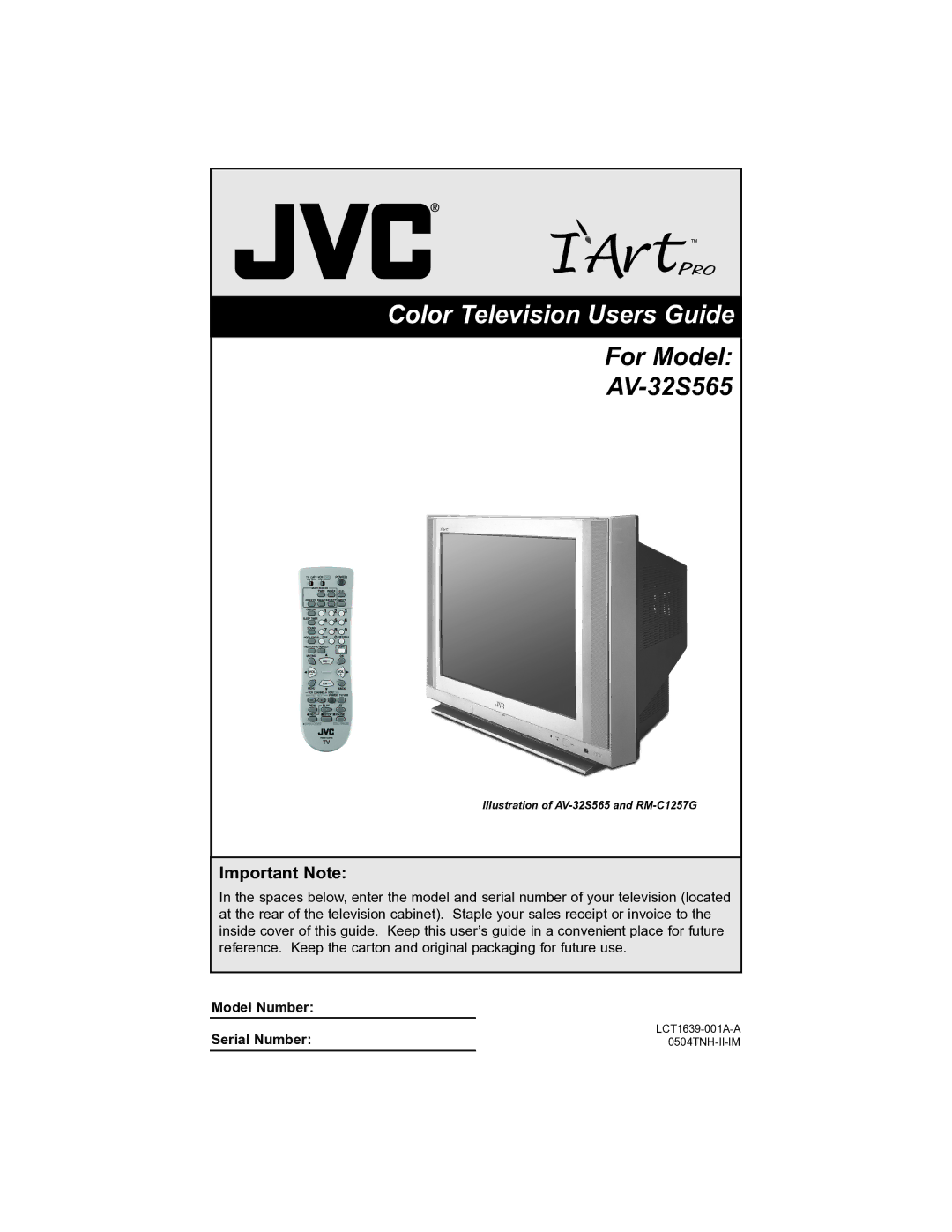 JVC AV-32S565 manual Color Television Users Guide 