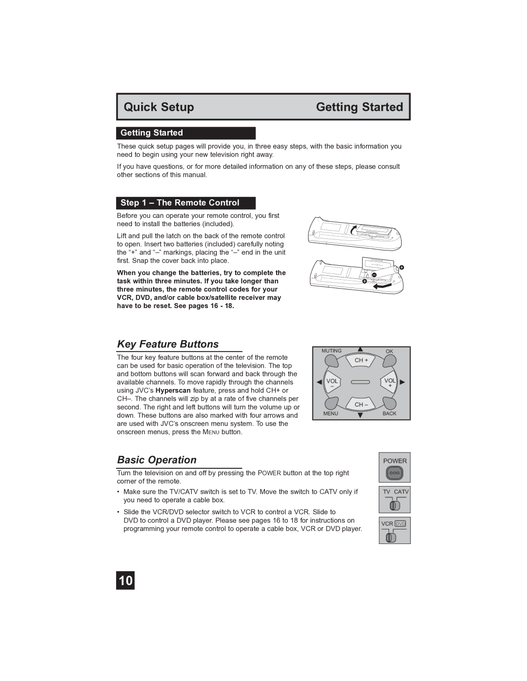 JVC AV-32S565 manual Getting Started, Remote Control 