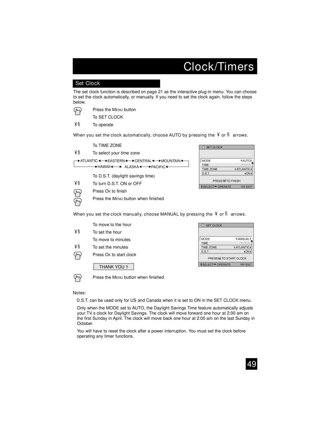 JVC AV-32S565 manual Clock/Timers 