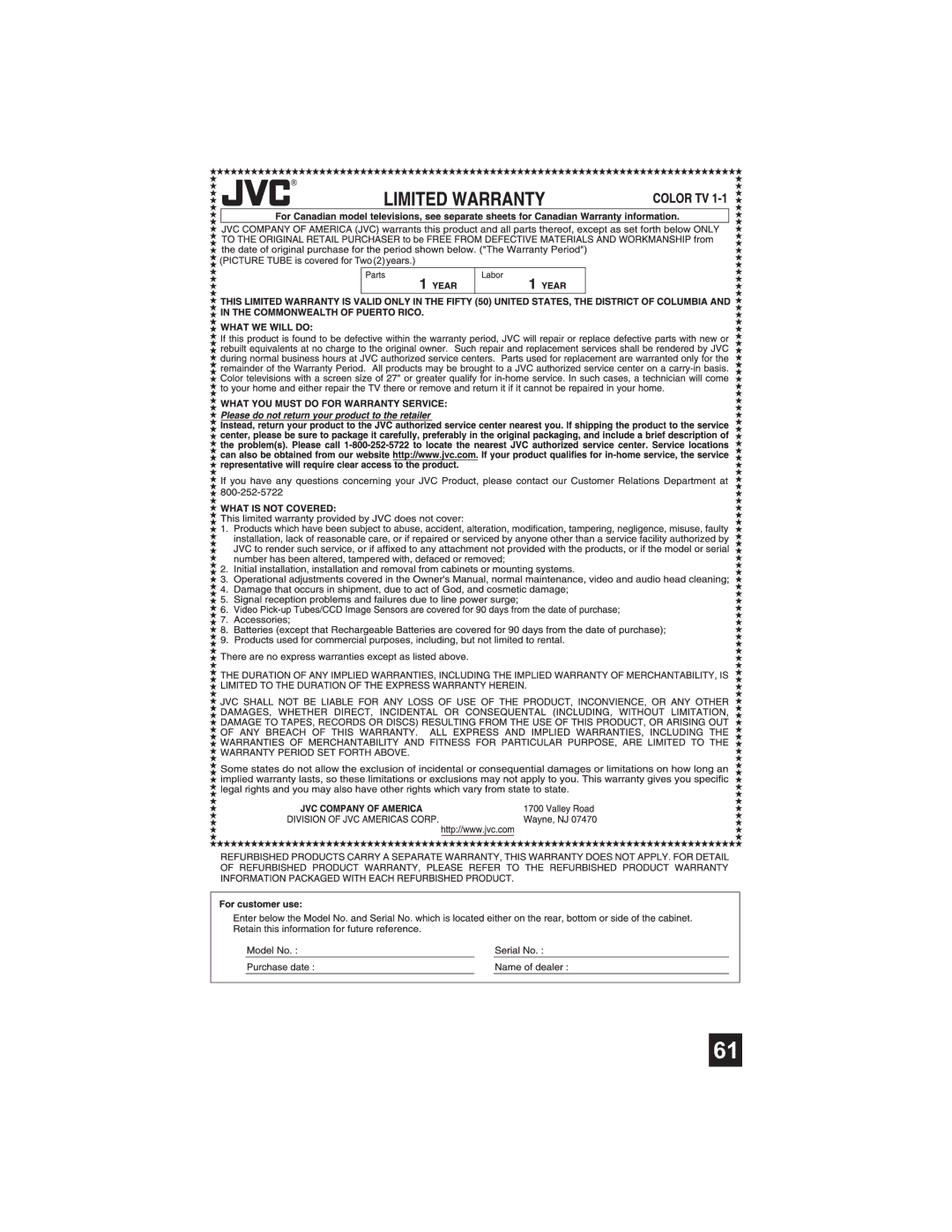 JVC AV-32S565 manual 