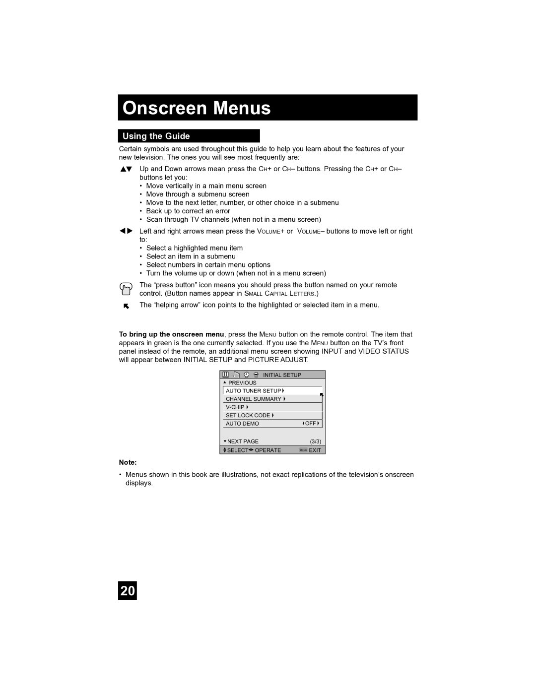 JVC AV-32S565 manual Onscreen Menus, Using the Guide 