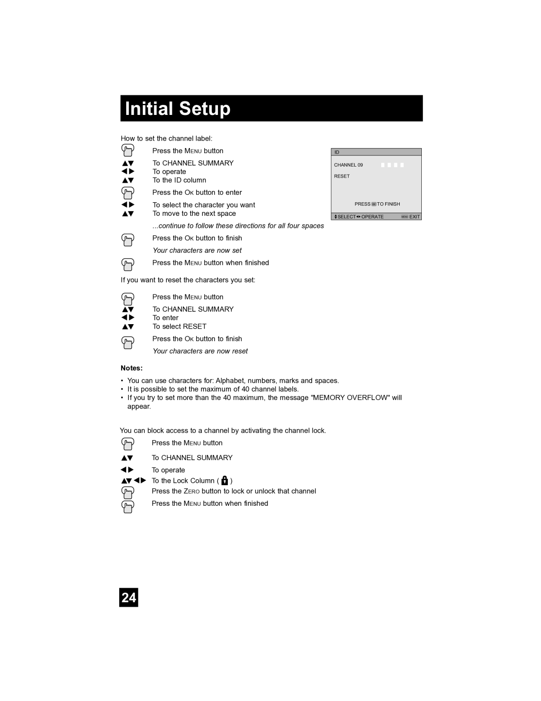 JVC AV-32S565 manual Continue to follow these directions for all four spaces 