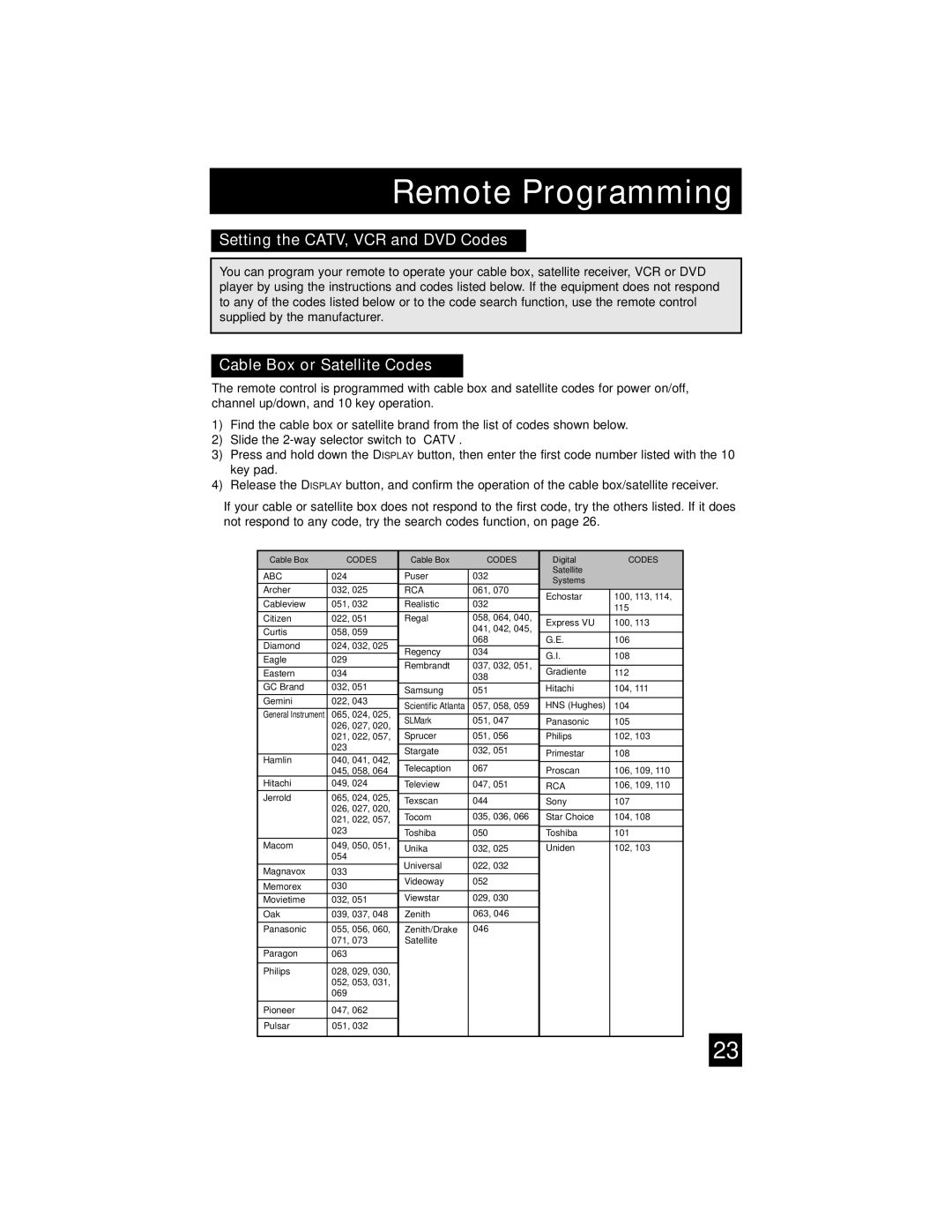 JVC AV-32S565 manual Remote Programming 