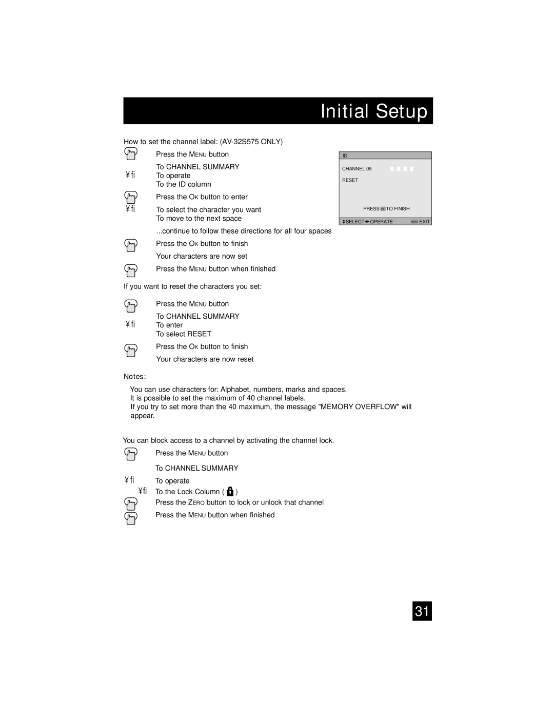 JVC AV-32S565 manual Continue to follow these directions for all four spaces 