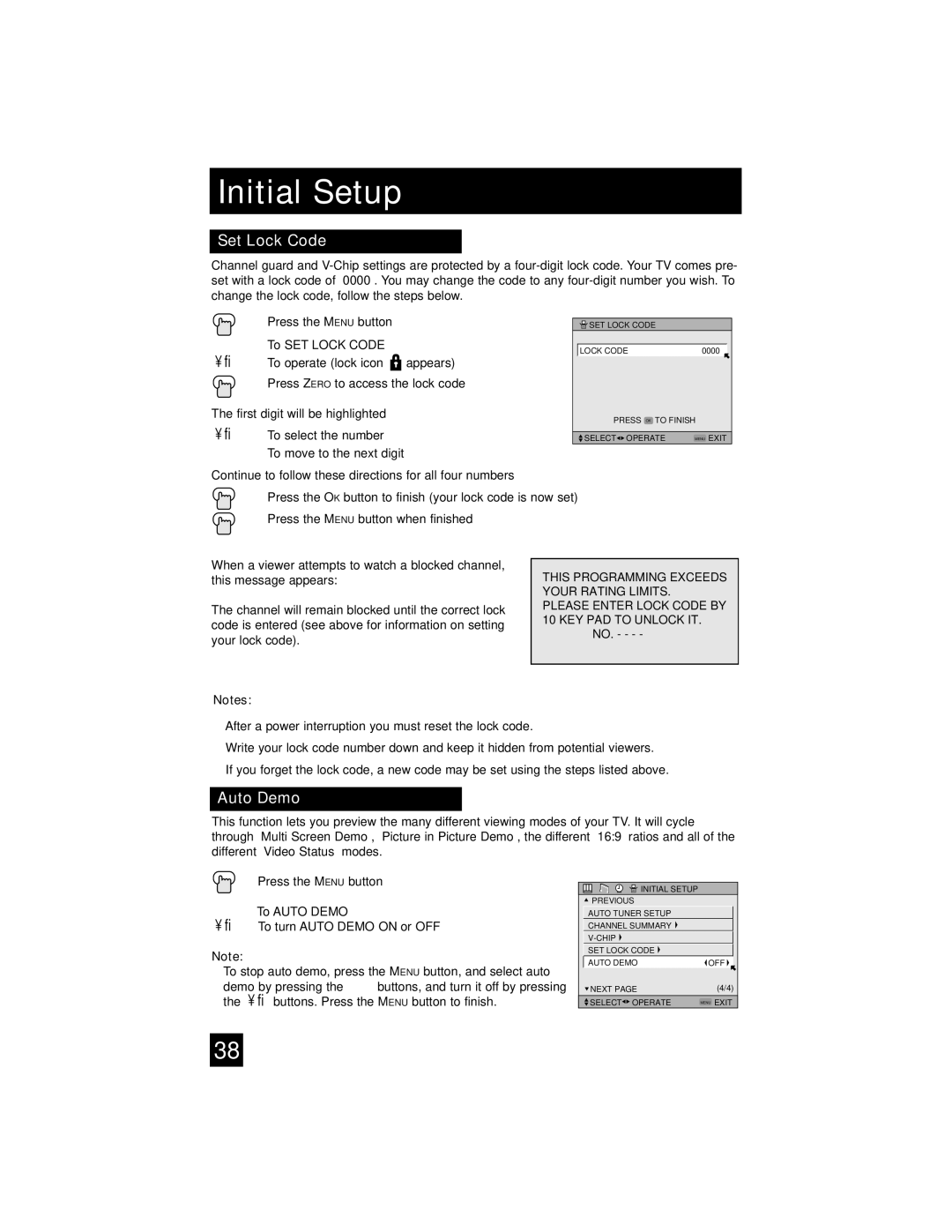 JVC AV-32S565 manual Set Lock Code 