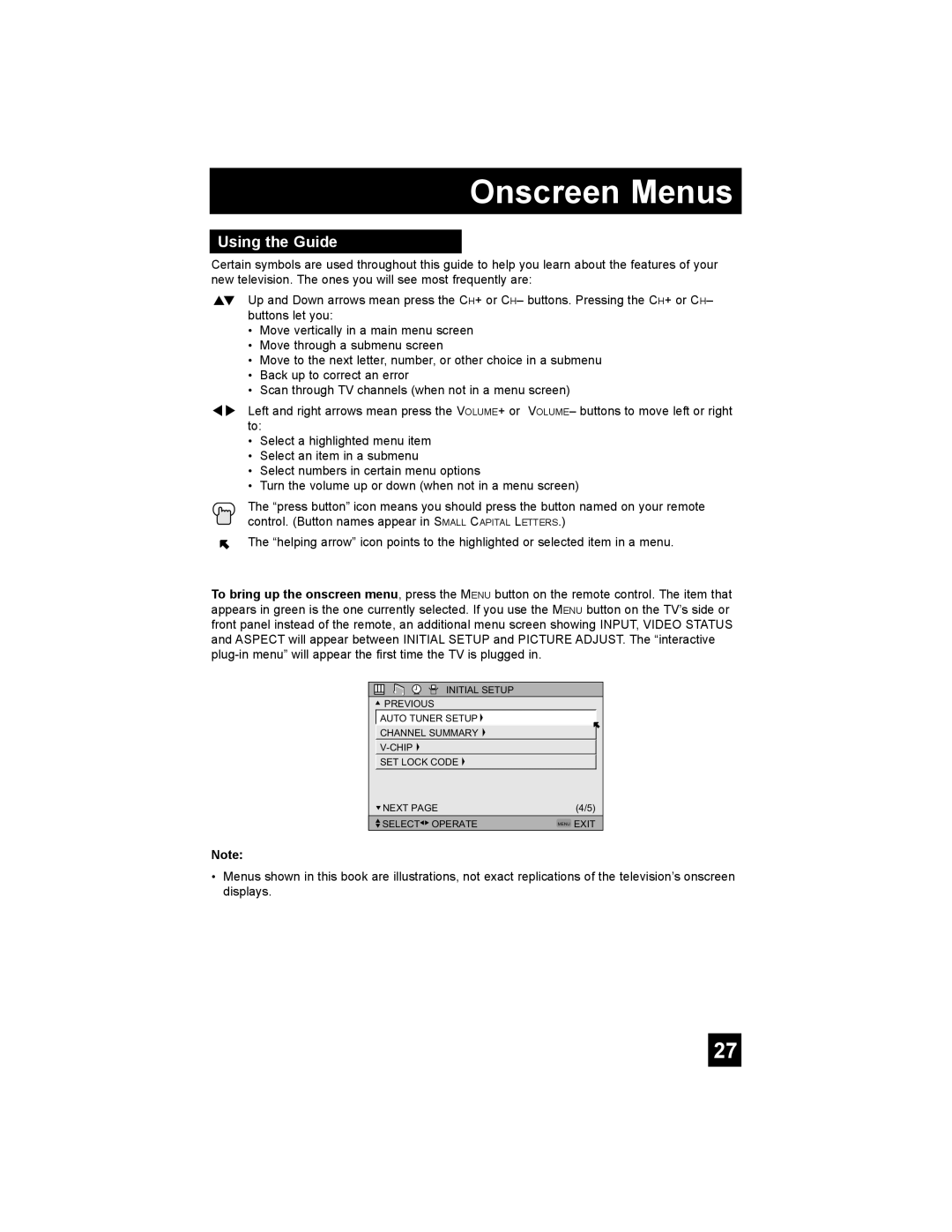 JVC AV-32S776, AV-32S766, AV-30W776, AV-27S776, AV 32S776, AV 27S776, AV 30W776 manual Onscreen Menus, Using the Guide 