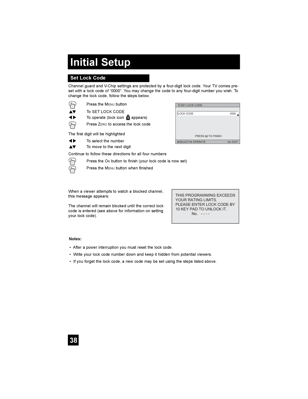 JVC AV 30W776, AV 32S776, AV 27S776, AV-32S776, AV-32S766, AV-30W776, AV-27S776 manual Set Lock Code 