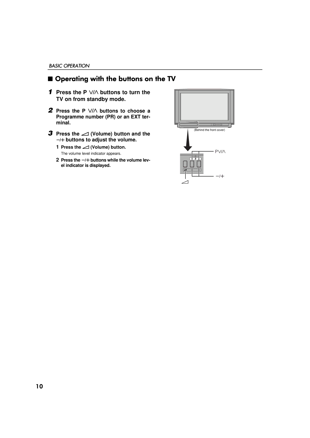 JVC AV-32WFR1EK, AV-28WFR1EK specifications Press the P buttons to turn the TV on from standby mode 