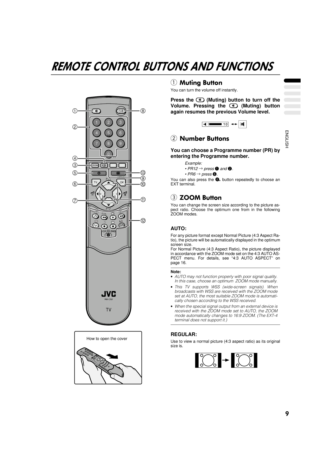 JVC AV-32WFT1EP, AV-28WFT1EP manual Auto, Regular 