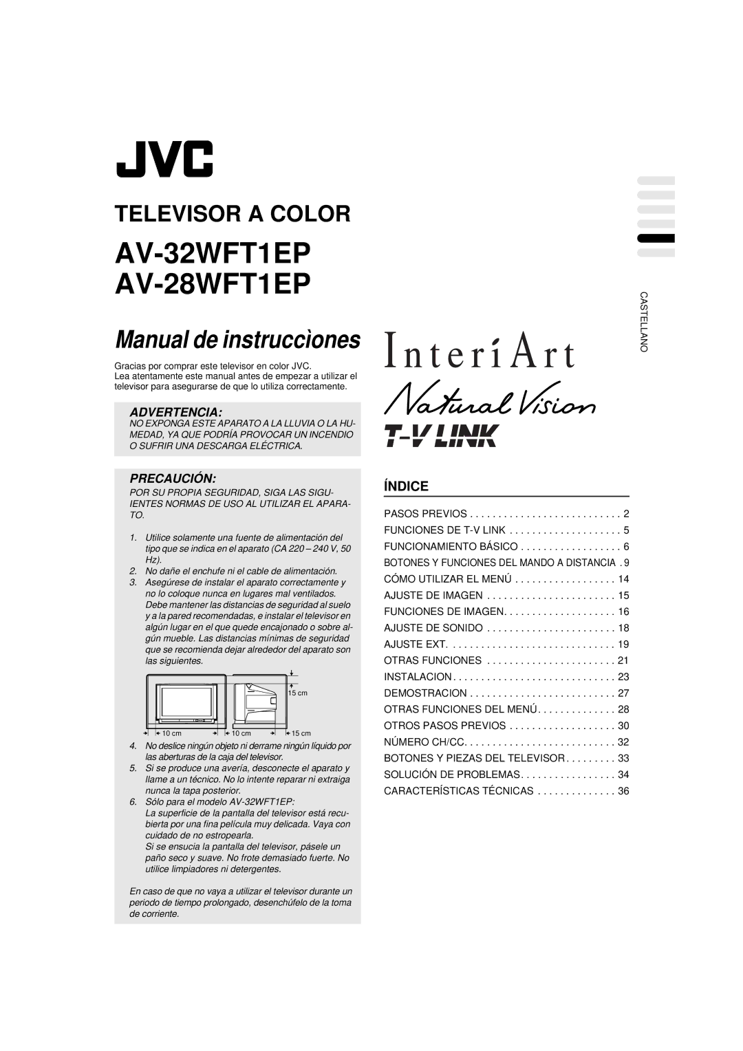 JVC AV-32WFT1EP, AV-28WFT1EP manual Manual de instruccìones 