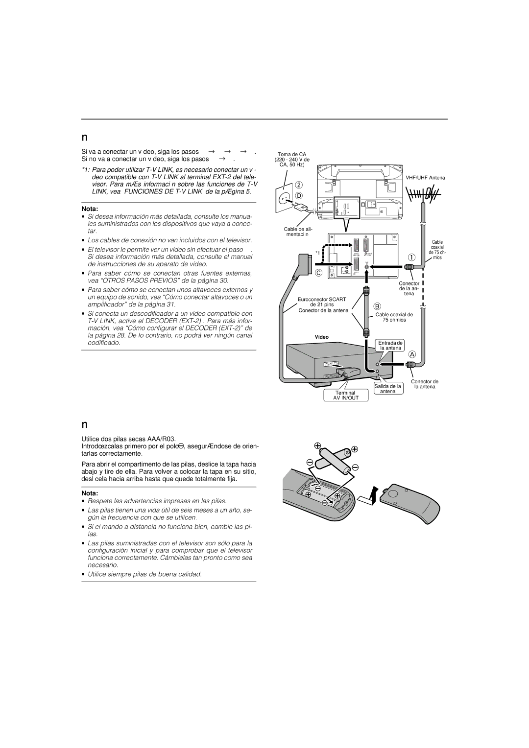 JVC AV-32WFT1EP, AV-28WFT1EP manual Nota 