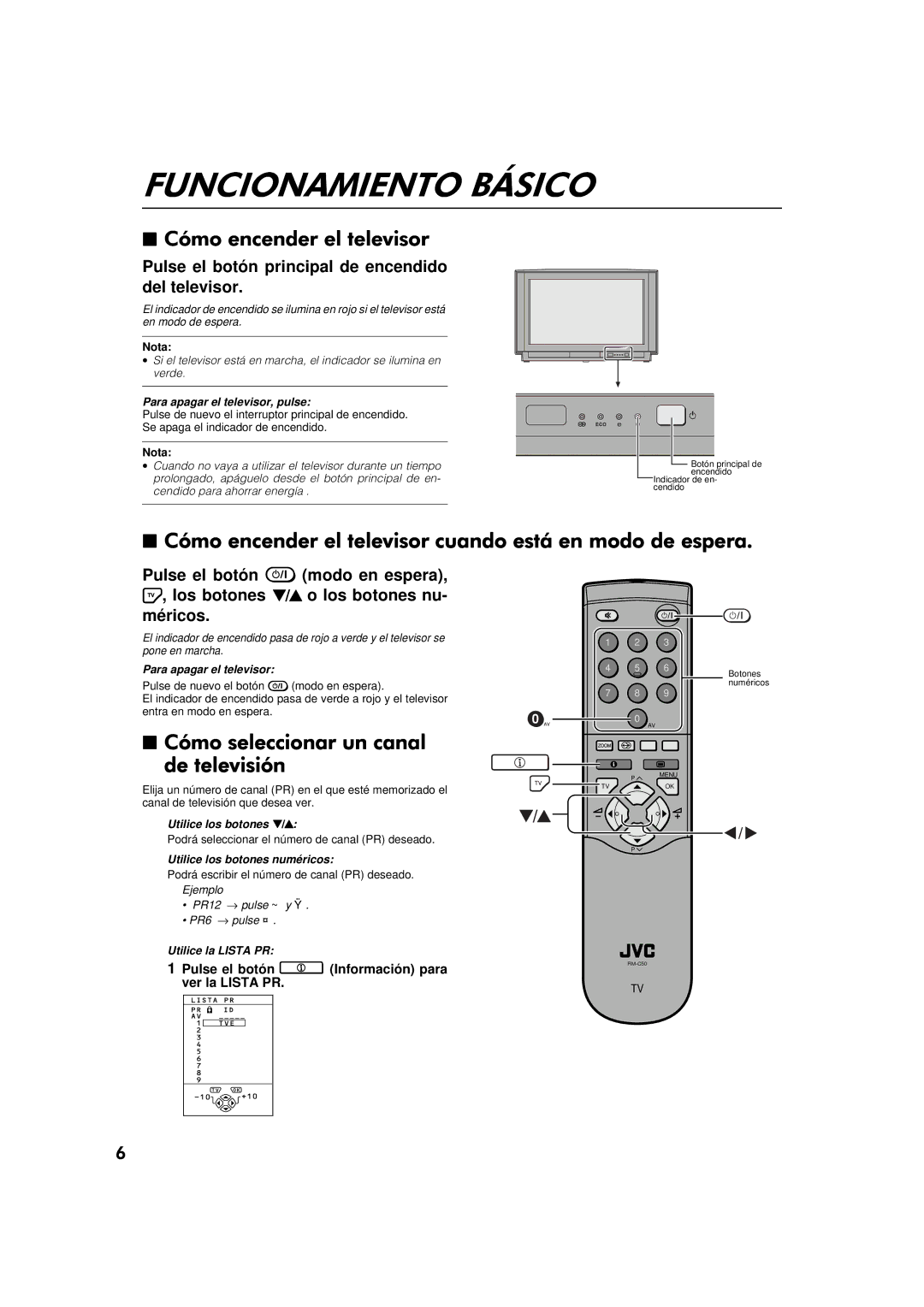 JVC AV-32WFT1EP, AV-28WFT1EP manual Pulse el botón principal de encendido del televisor, Pulse el botón modo en espera 