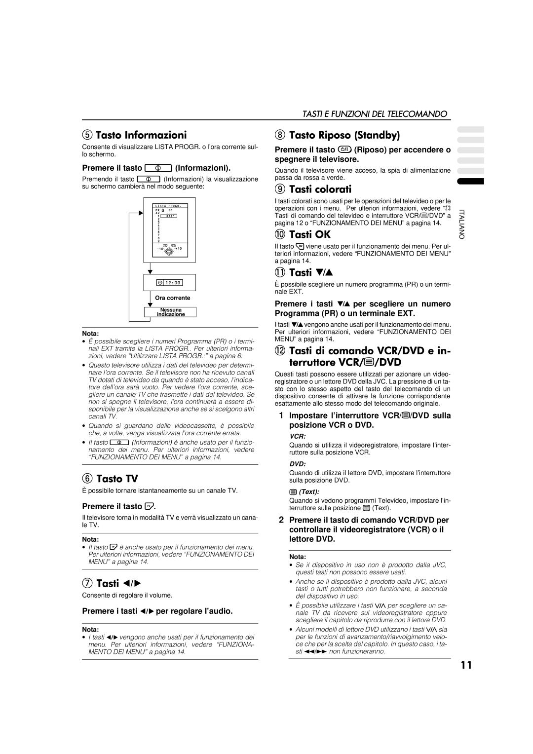 JVC AV-32WFT1EP, AV-28WFT1EP manual 012, Premere il tasto Informazioni, Premere i tasti per regolare l’audio 