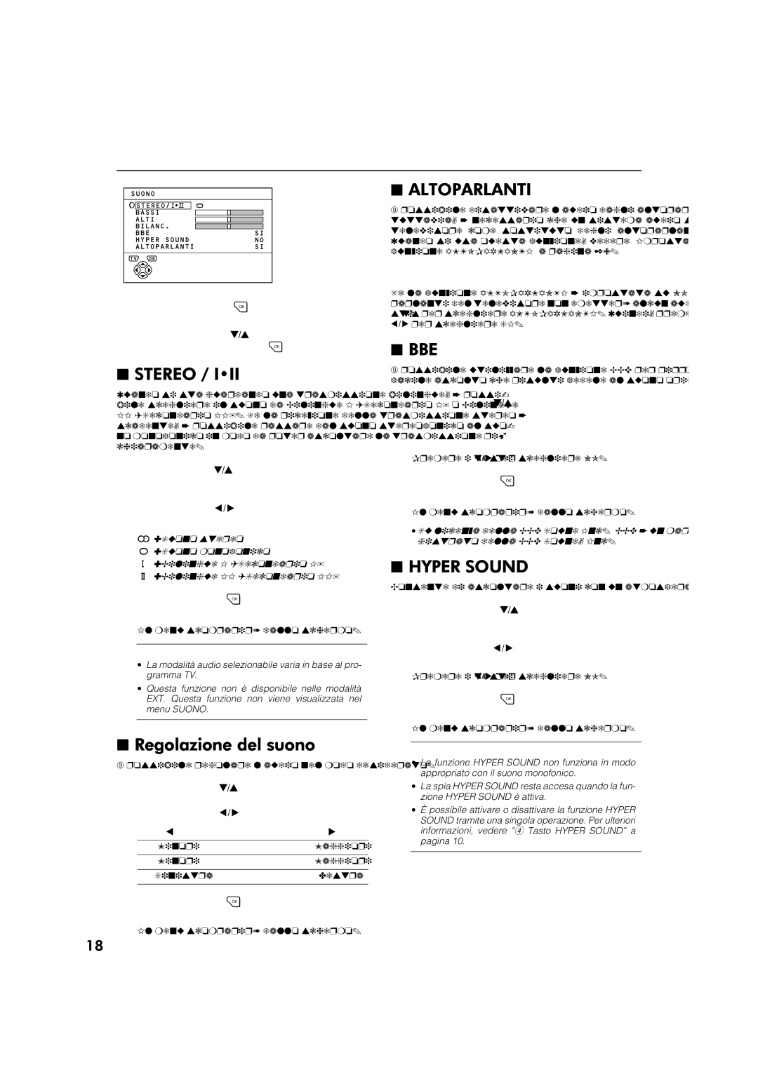 JVC AV-32WFT1EP, AV-28WFT1EP manual Premere i tasti per scegliere Hyper, Per visualizzare il menu Suono 