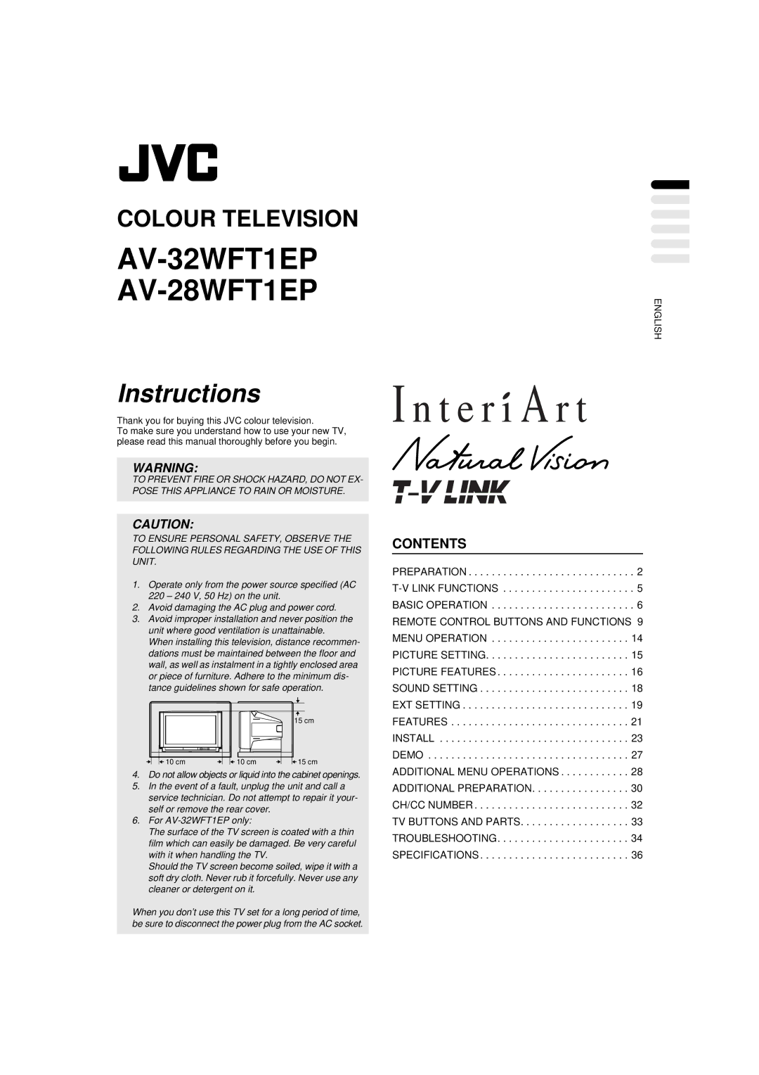 JVC AV-32WFT1EP, AV-28WFT1EP manual AV-32WFT1EP AV-28WFT1EP English 