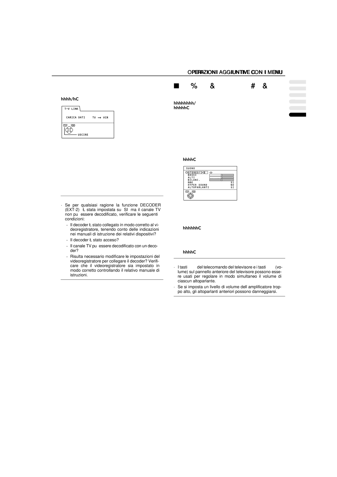 JVC AV-32WFT1EP, AV-28WFT1EP manual Operazioni Aggiuntive CON I Menu 