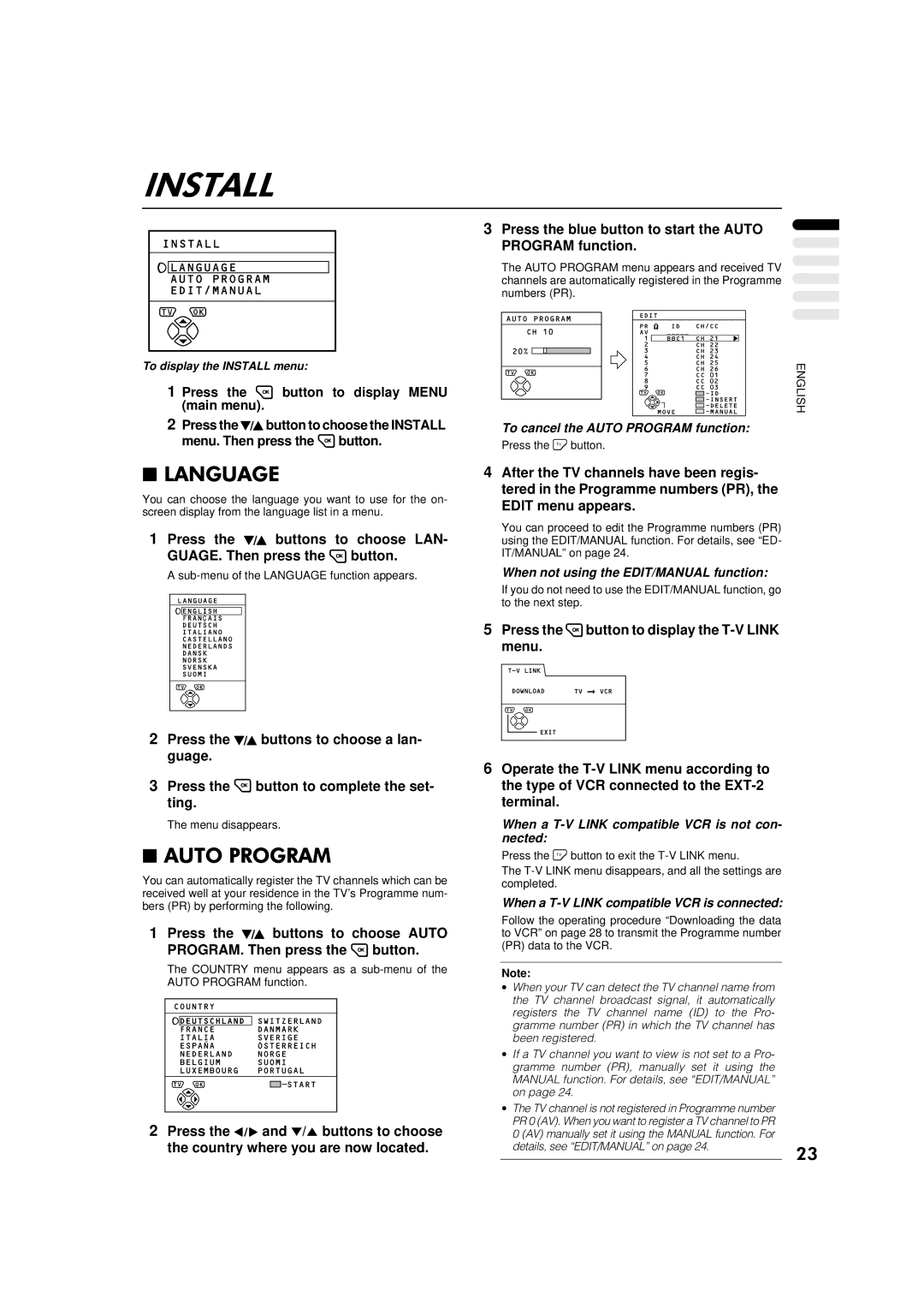 JVC AV-32WFT1EP, AV-28WFT1EP manual Press the blue button to start the Auto Program function, Edit menu appears 