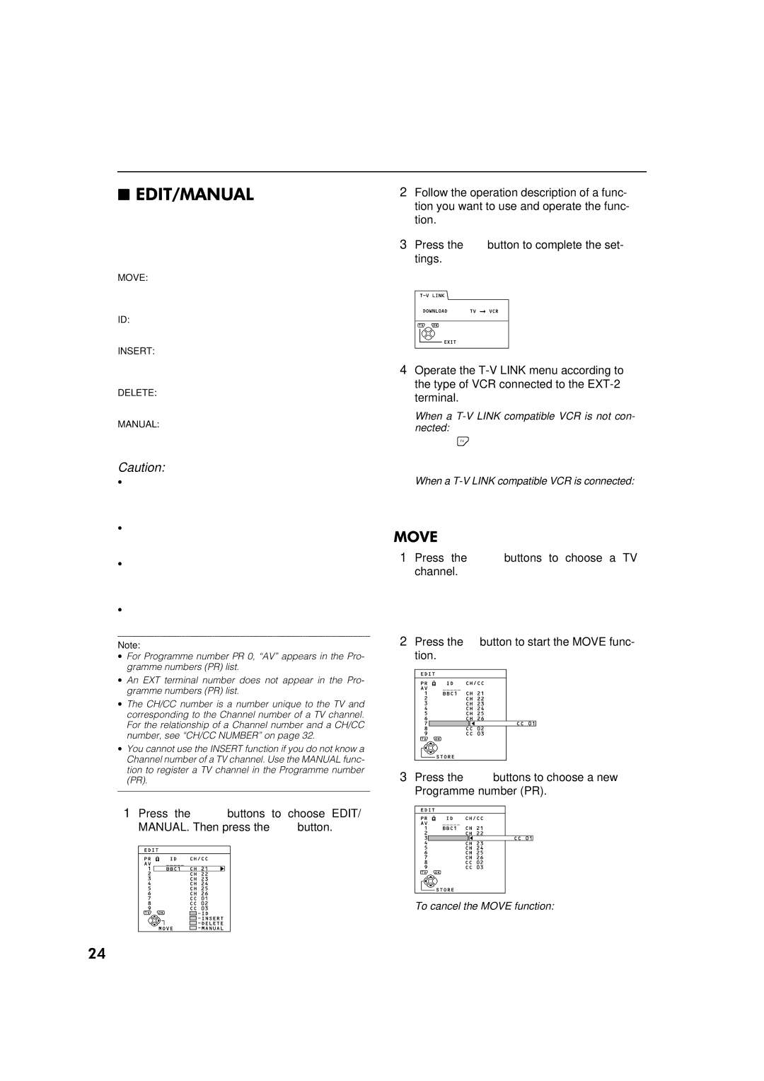 JVC AV-32WFT1EP, AV-28WFT1EP manual Install, To cancel the Move function 