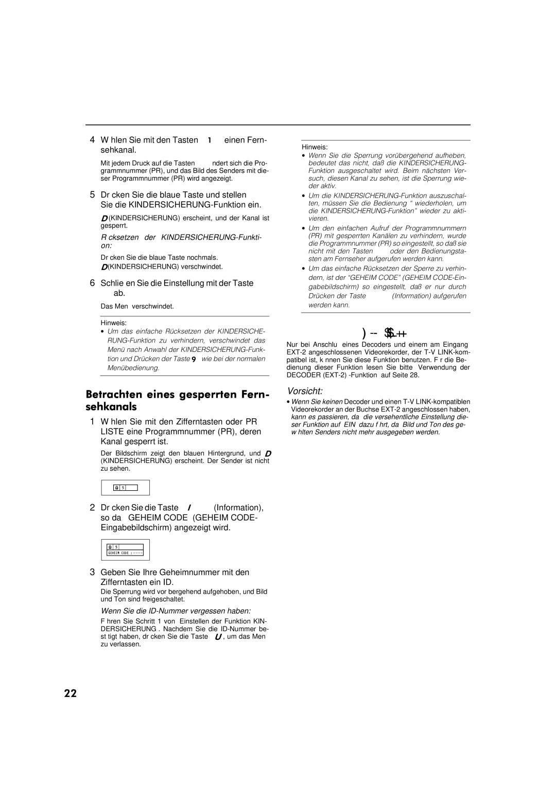 JVC AV-32WFT1EP, AV-28WFT1EP manual Funktionen, Wählen Sie mit den Tasten einen Fern- sehkanal 