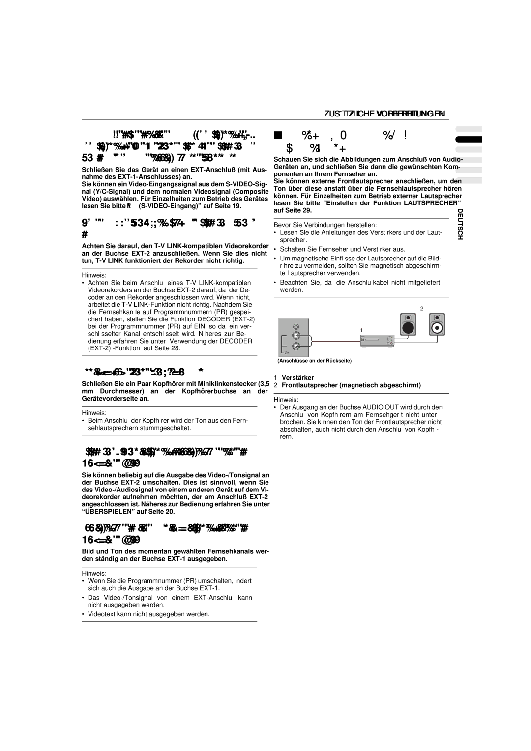 JVC AV-32WFT1EP, AV-28WFT1EP manual =+623*3?=8, Zusätzliche Vorbereitungen 