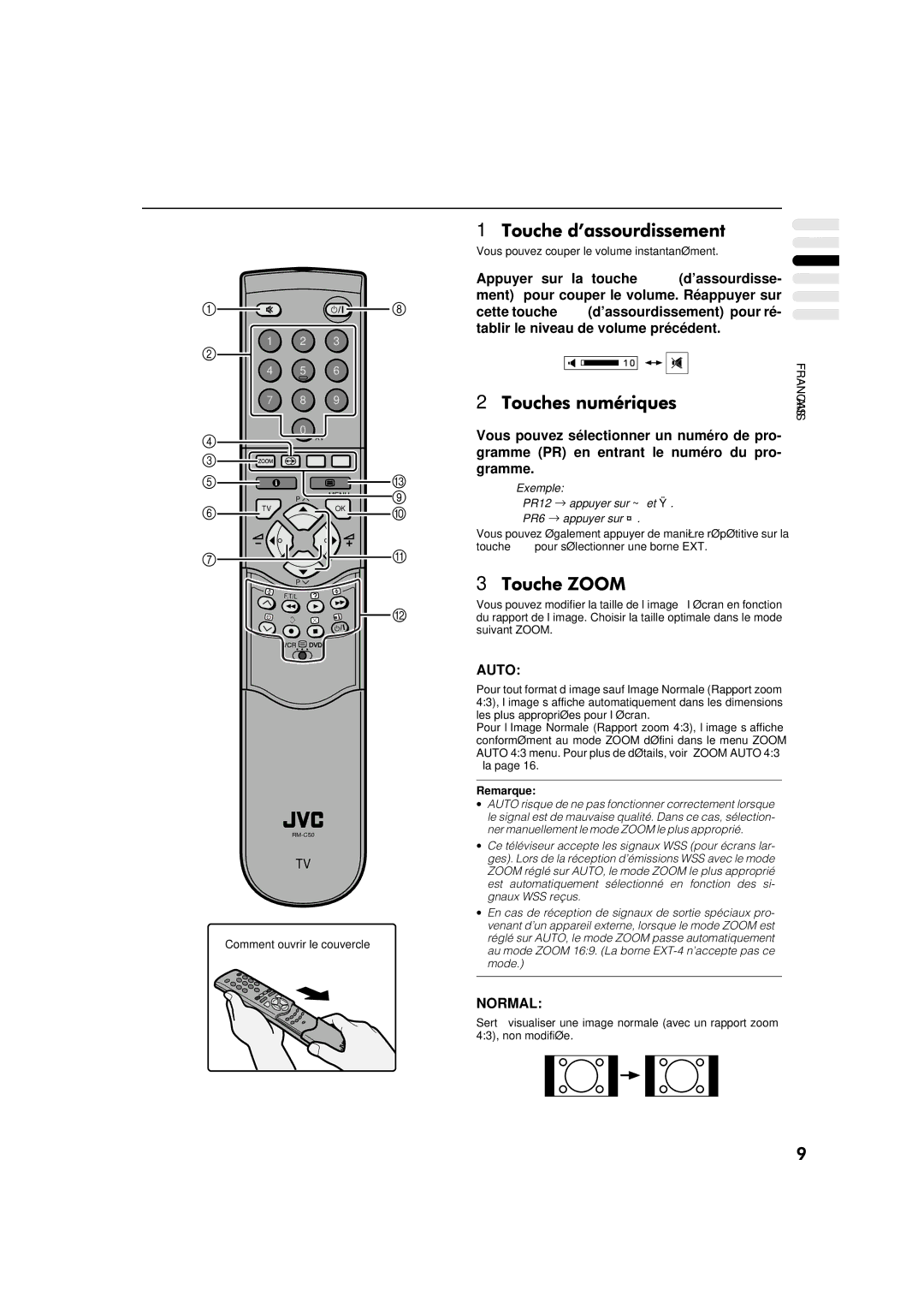 JVC AV-32WFT1EP, AV-28WFT1EP manual PR12 → appuyer sur ~ et Ÿ 