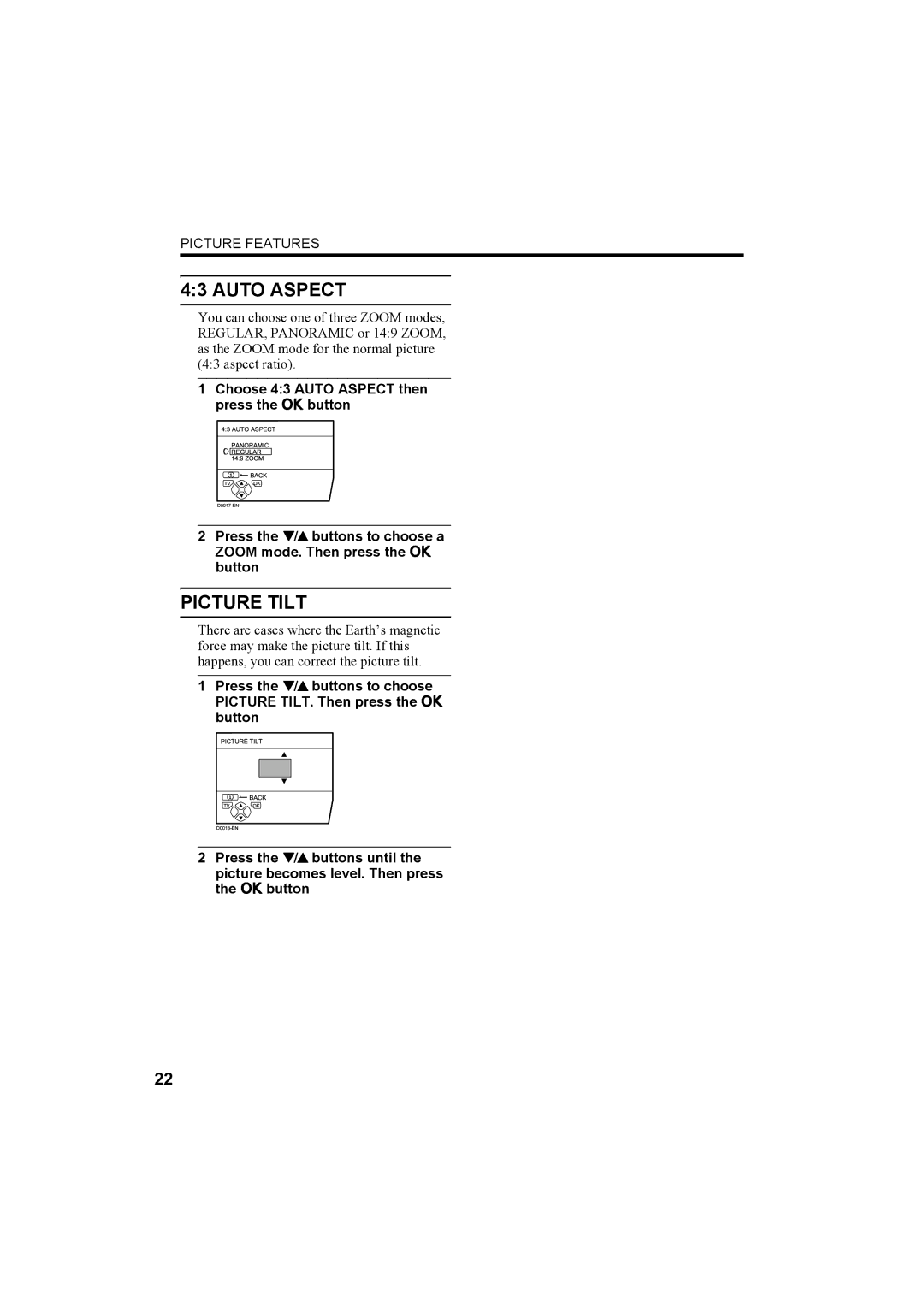 JVC AV-32X4BA manual Auto Aspect, Picture Tilt 