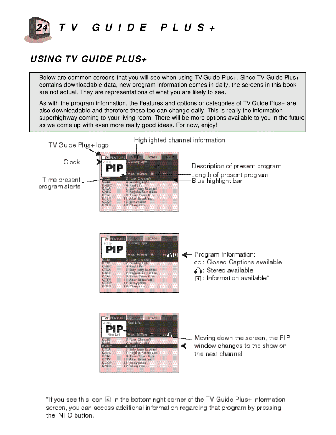 JVC AV 36980, AV-32980, AV-36980, AV-27980, AV-27980, AV-32980, AV-36980 manual V G U I D E P L U S +, Using TV Guide PLUS+ 