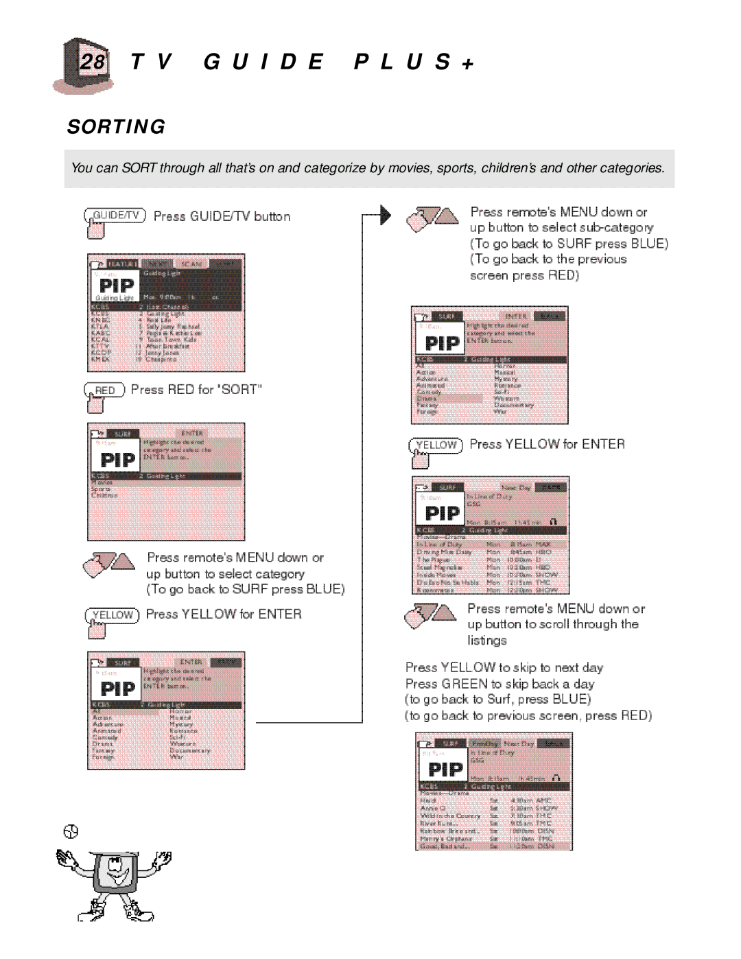 JVC AV-32980, AV-36980, AV-27980, AV 36980, AV-27980, AV-32980, AV-36980 manual Sorting 