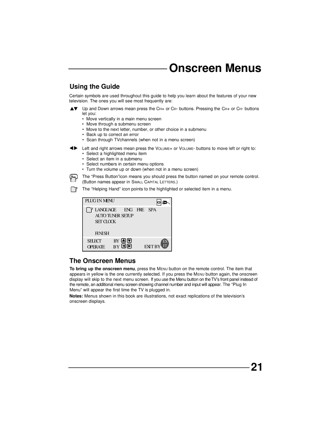 JVC AV 36D202, AV 36D502, AV 36D302, AV 32D302, AV 32D502, AV 27D502, AV 32D202 manual Onscreen Menus, Using the Guide 