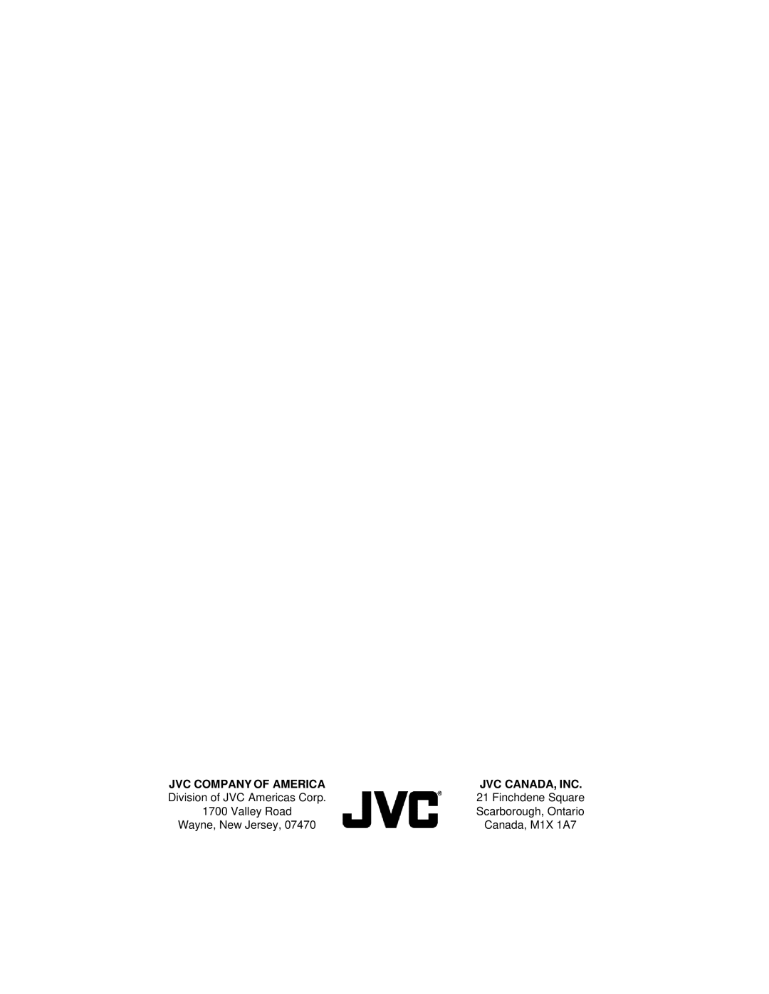 JVC AV 32D302, AV 36D202, AV 36D502, AV 36D302, AV 32D502, AV 27D502, AV 32D202 manual JVC Company of America JVC CANADA, INC 