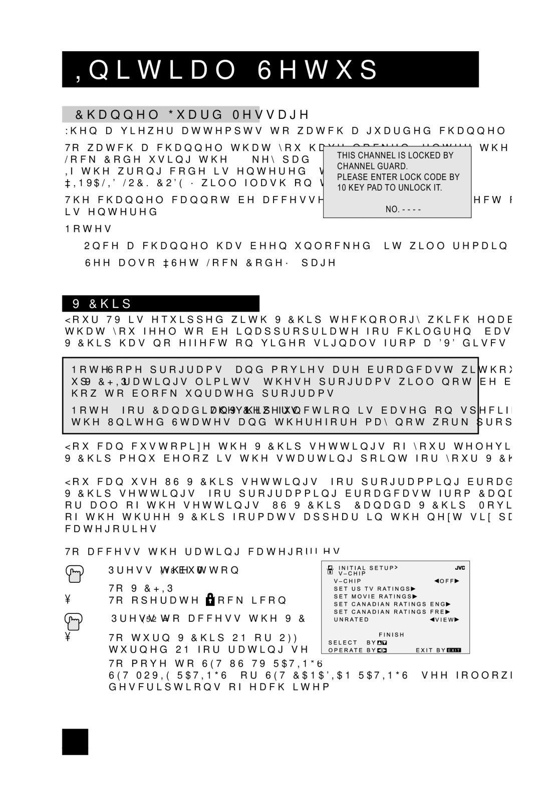 JVC AV 32D104, AV 36D304, AV 36D104, AV-32D304, AV-36D304, AV-36D104, AV-32D104 manual Channel Guard Message, Chip 