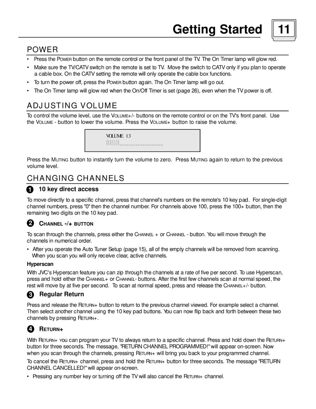 JVC AV-32D501, AV-36D501 manual Key direct access, Regular Return 