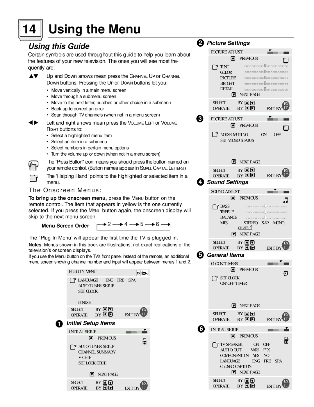 JVC AV-36D501, AV-32D501 manual Using the Menu, Onscreen Menus 