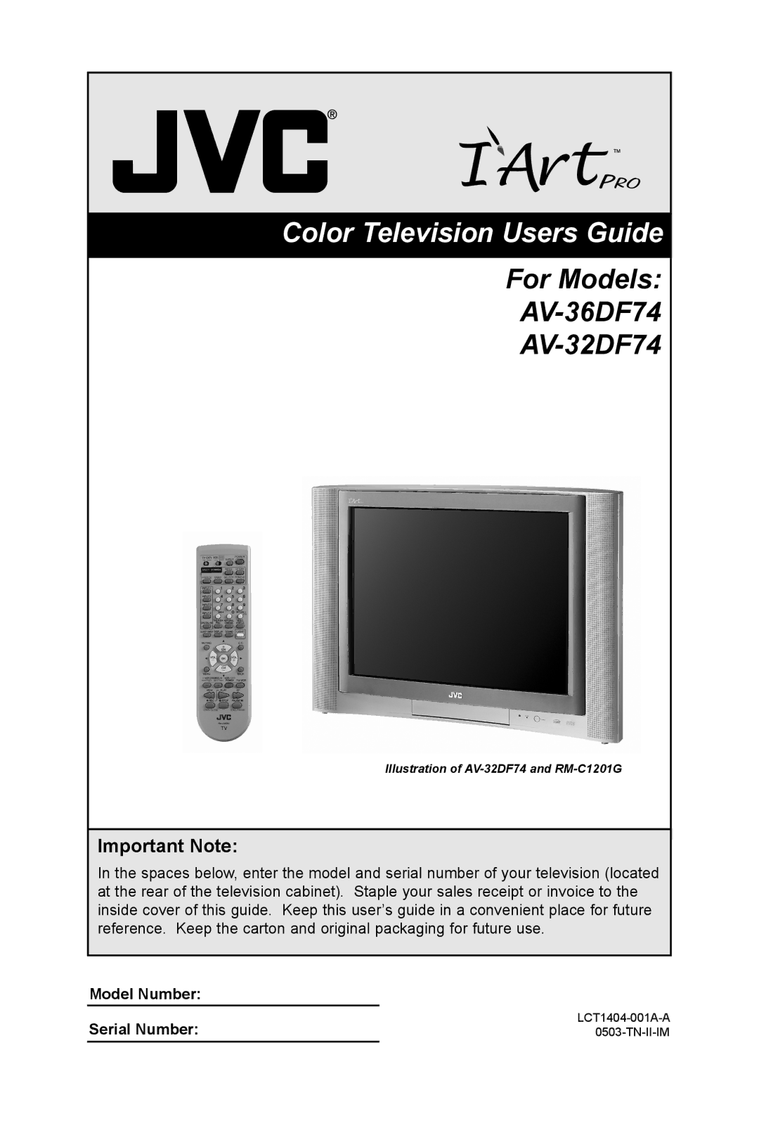 JVC AV 32DF74, AV 36DF74 manual Color Television Users Guide 