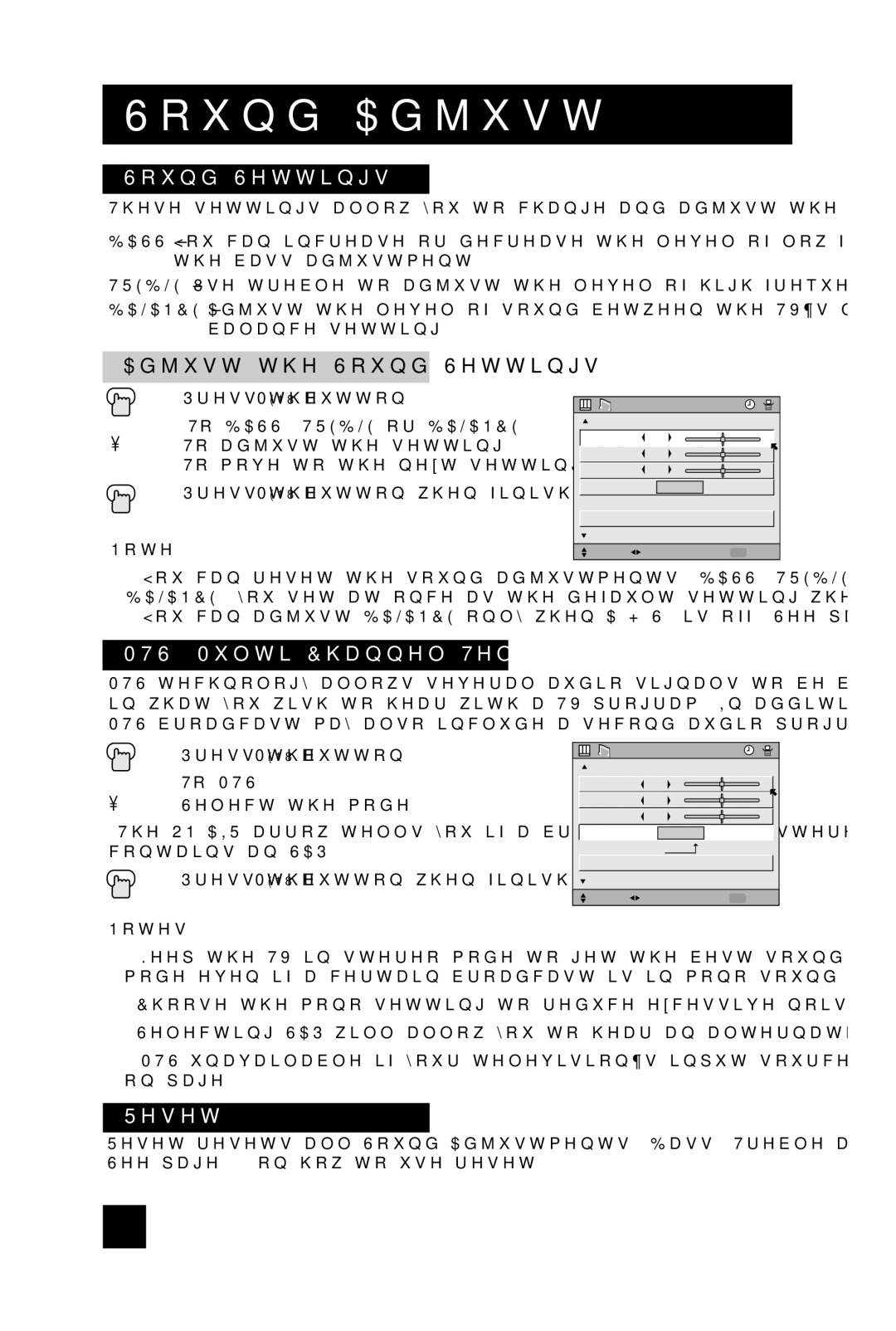 JVC AV 36DF74, AV 32DF74 manual Sound Adjust, Adjust the Sound Settings, MTS Multi-Channel Television Sound 